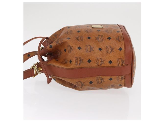 Borsa a spalla MCM Visetos in tela e pelle Marrone - vista 4
