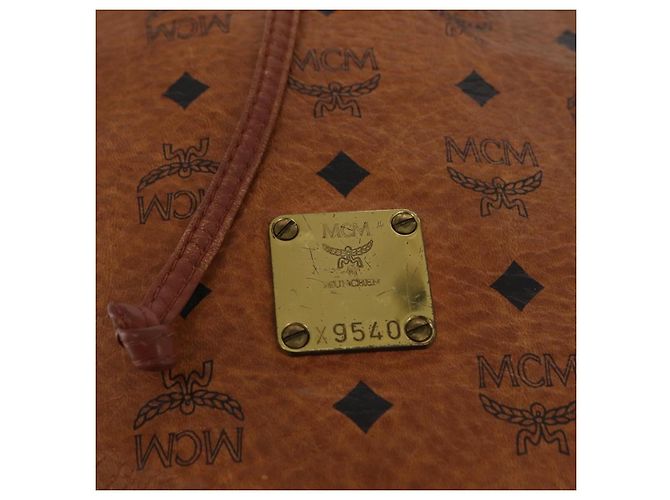 Borsa a spalla MCM Visetos in tela e pelle Marrone - vista 7