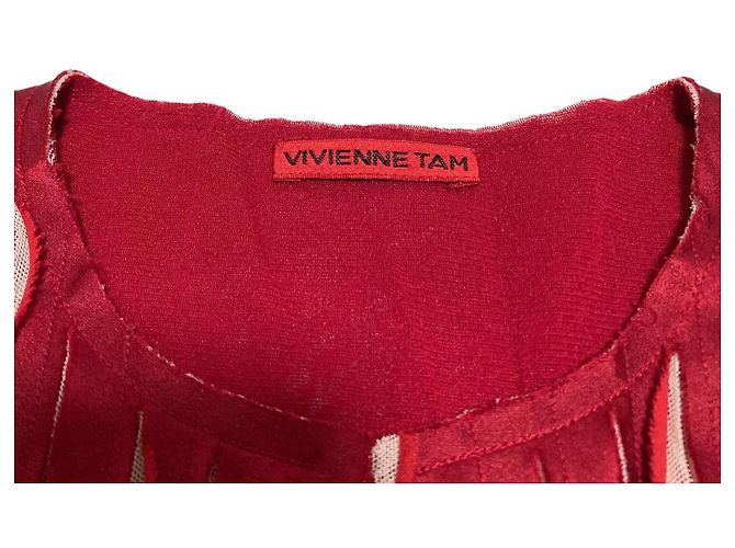 Autre Marque Power Net Bluse VIVIENNE TAM Rot - Ansicht 11