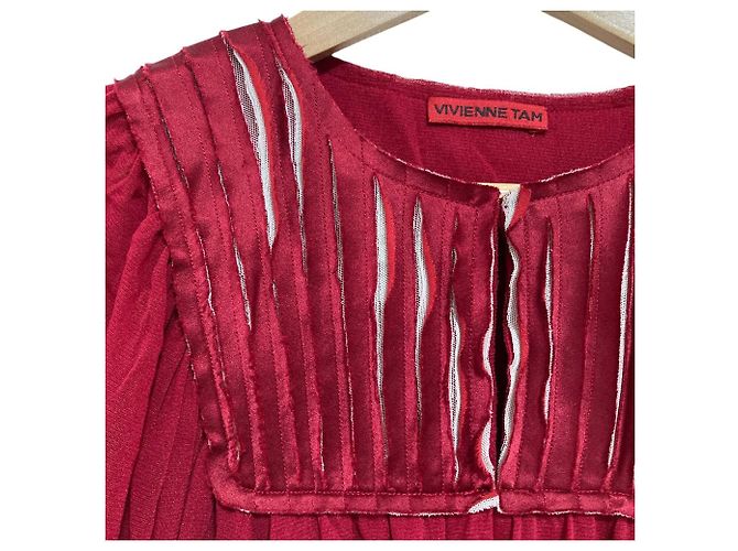 Autre Marque Power Net Bluse VIVIENNE TAM Rot - Ansicht 9