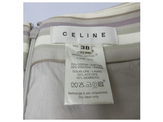 Céline Gonna Mini Attillata a Righe Celine Multicolore - vista 6
