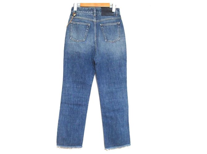 Jeans de mezclilla rectos y cortos con detalles de cadena Givenchy Azul - vista 2