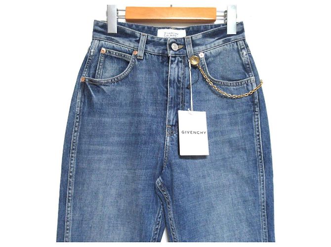 Jeans de mezclilla rectos y cortos con detalles de cadena Givenchy Azul - vista 3