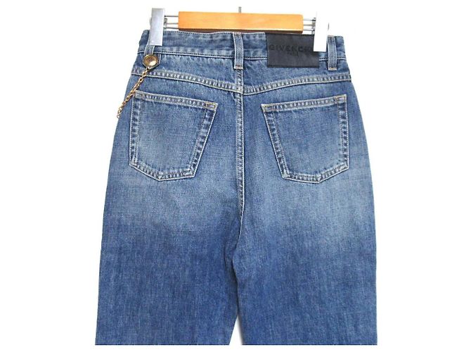 Jeans de mezclilla rectos y cortos con detalles de cadena Givenchy Azul - vista 4