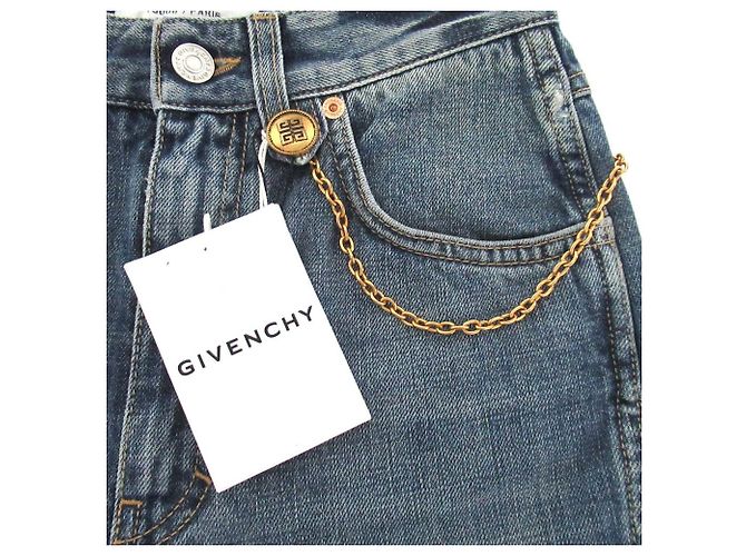 Jeans de mezclilla rectos y cortos con detalles de cadena Givenchy Azul - vista 5