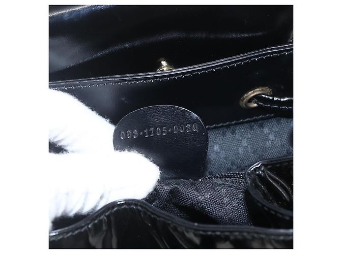Bamboo Zaino Vintage in Bambù Gucci Mini in Vernice Nero - vista 7