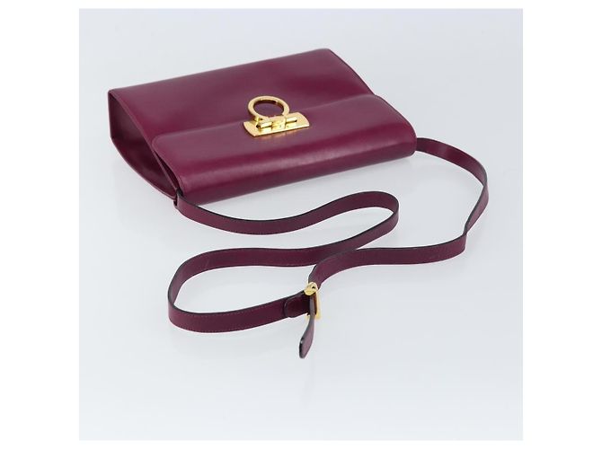 Salvatore Ferragamo Gancini Shoulder Bag Leather Purple - view 7