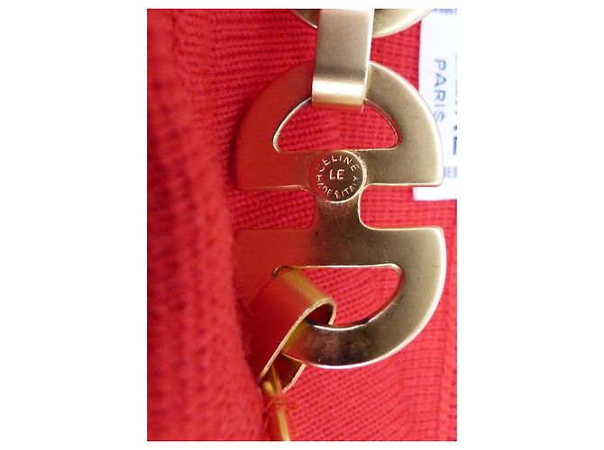 Gonna maxi in maglia di lana rossa Céline con catena dorata Rosso D'oro - vista 4