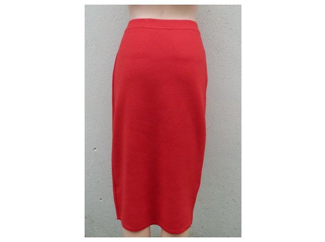 Gonna maxi in maglia di lana rossa Céline con catena dorata Rosso D'oro - vista 6