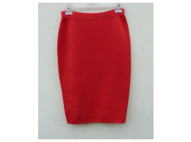 Gonna maxi in maglia di lana rossa Céline con catena dorata Rosso D'oro - vista 8
