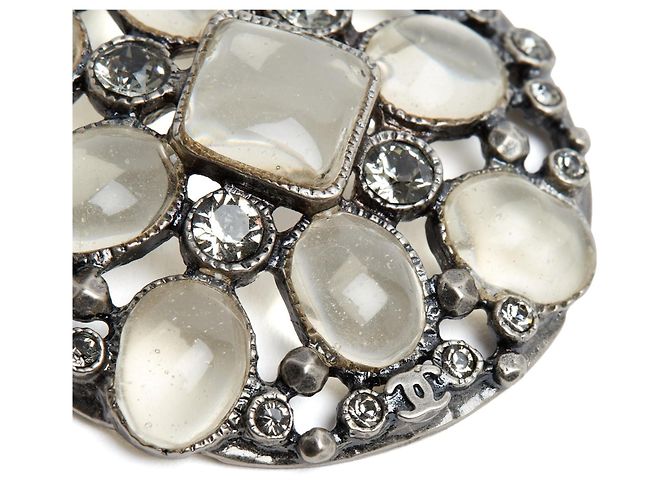 Chanel Gripoix Charm per Borsa in Metallo Argento e Vetro - vista 3
