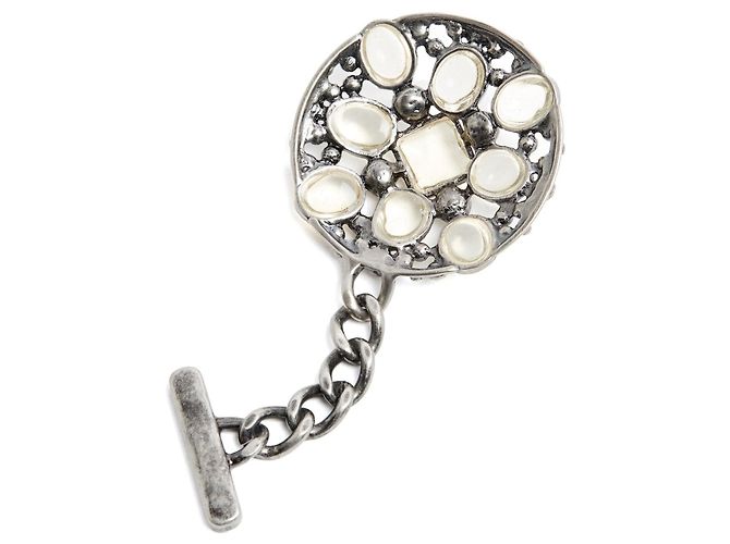 Chanel Gripoix Charm per Borsa in Metallo Argento e Vetro - vista 4