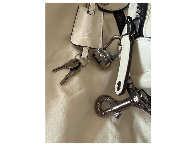 Borsa a spalla Gucci grande in pelle bianca Bianco - vista 18