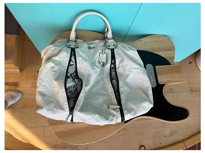 Borsa a spalla Gucci grande in pelle bianca Bianco - vista 3