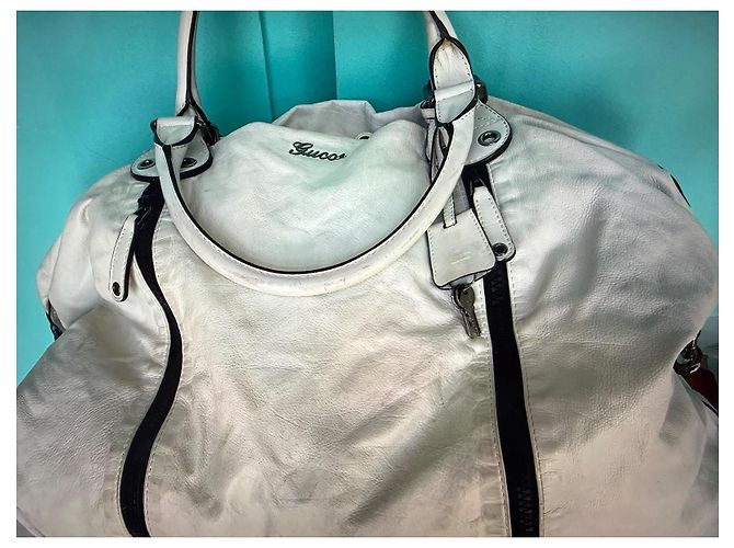 Borsa a spalla Gucci grande in pelle bianca Bianco - vista 4