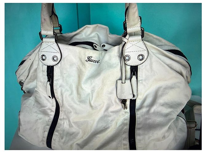 Borsa a spalla Gucci grande in pelle bianca Bianco - vista 5