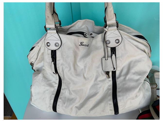 Borsa a spalla Gucci grande in pelle bianca Bianco - vista 6