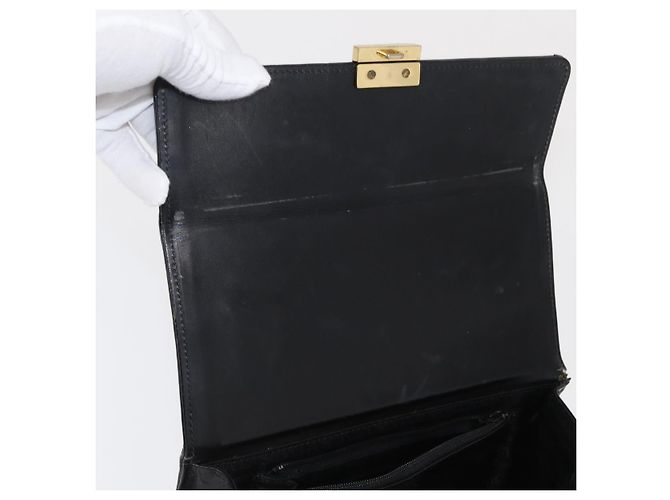 Borsa a mano in pelle nera e oro VERSACE Auth ka1996 Nero D'oro - vista 10