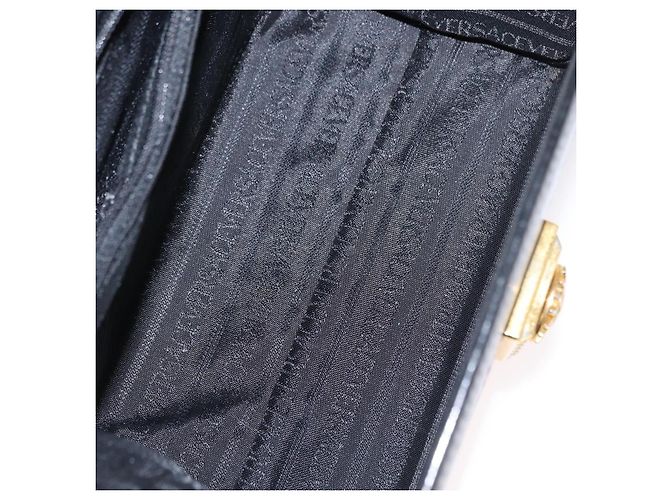 Borsa a mano in pelle nera e oro VERSACE Auth ka1996 Nero D'oro - vista 11
