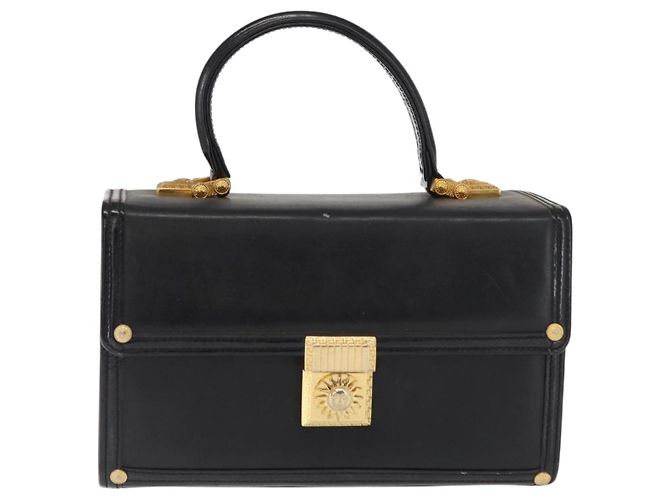 Borsa a mano in pelle nera e oro VERSACE Auth ka1996 Nero D'oro - vista 13