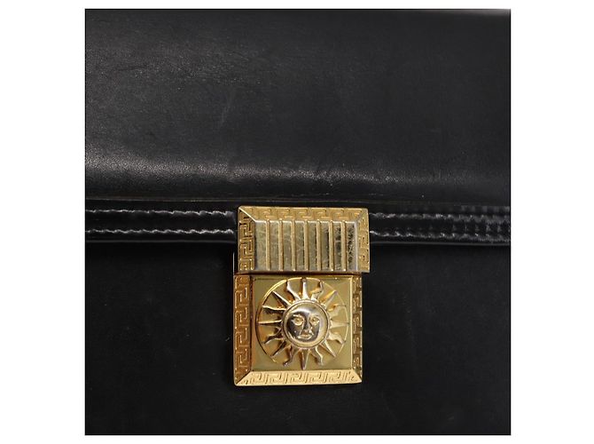 Borsa a mano in pelle nera e oro VERSACE Auth ka1996 Nero D'oro - vista 17