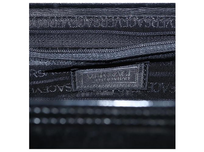 Borsa a mano in pelle nera e oro VERSACE Auth ka1996 Nero D'oro - vista 18