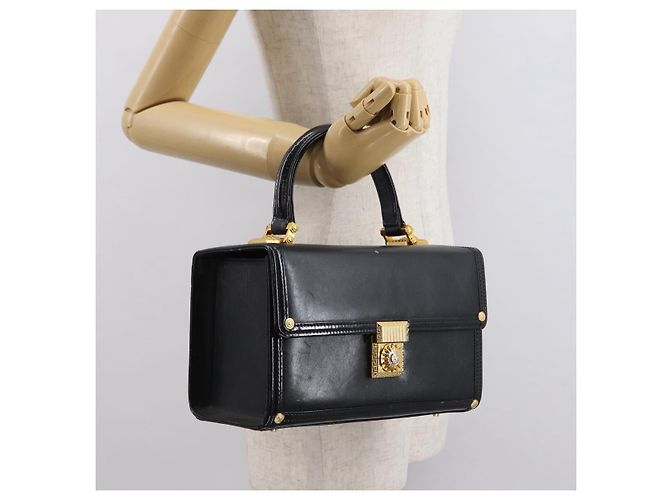 Borsa a mano in pelle nera e oro VERSACE Auth ka1996 Nero D'oro - vista 22