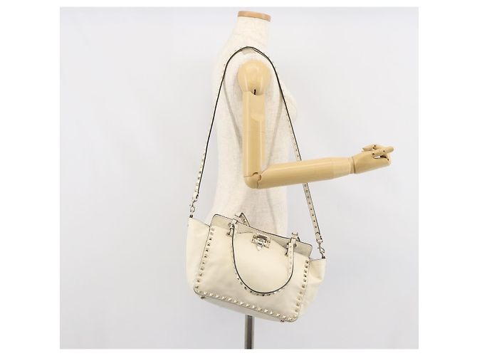VALENTINO Borsa in pelle 2 in 1 Bianco Oro Auth bs32858 D'oro - vista 25