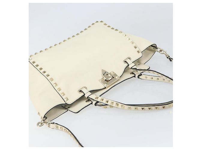 VALENTINO Borsa in pelle 2 in 1 Bianco Oro Auth bs32858 D'oro - vista 6