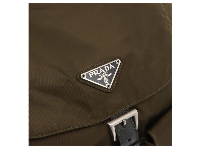 PRADA Backpack Nylon Khaki Silver Auth 168394 Silvery - view 16