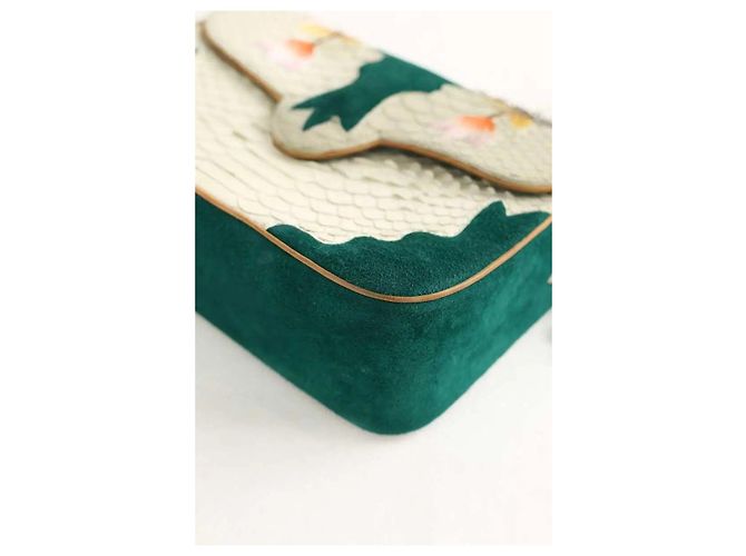 Claris Virot Borsa a Spalla in Pelle Esotica Ecru Crudo - vista 4