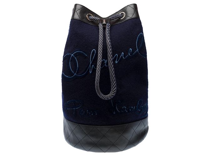 Borsa CHANEL in Lana Blu Marino - 103259 Blu navy - vista 2