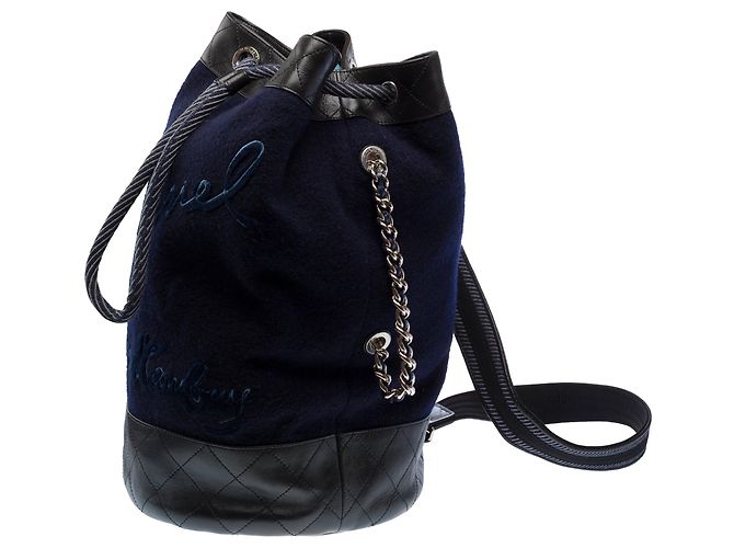 Borsa CHANEL in Lana Blu Marino - 103259 Blu navy - vista 4