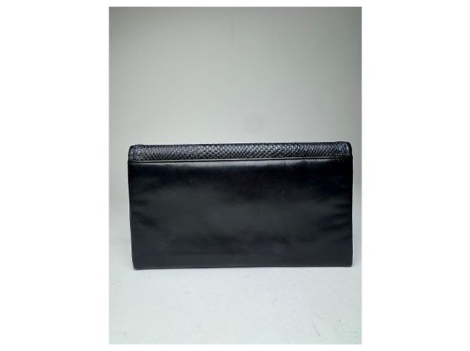 Clutch in pelle con stampa a serpente vintage Givenchy nera Nero - vista 2