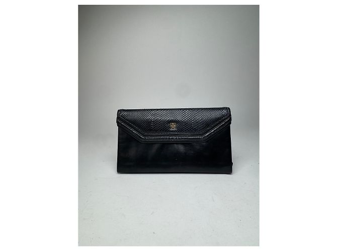 Clutch in pelle con stampa a serpente vintage Givenchy nera Nero - vista 6