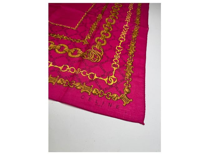 Céline Sciarpa Vintage Celine Paris Viola Oro Porpora - vista 3