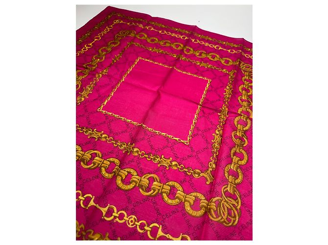Céline Sciarpa Vintage Celine Paris Viola Oro Porpora - vista 4