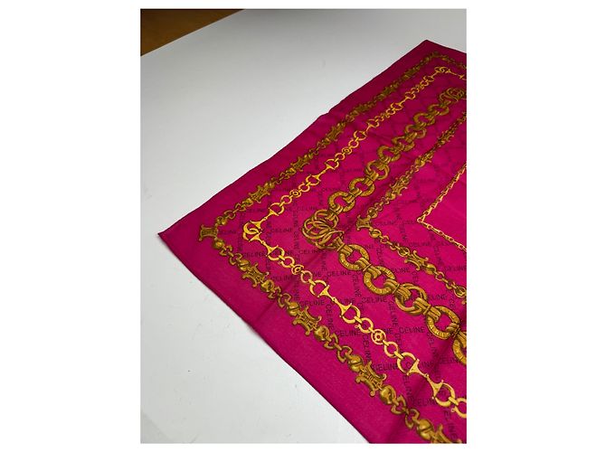 Céline Sciarpa Vintage Celine Paris Viola Oro Porpora - vista 5