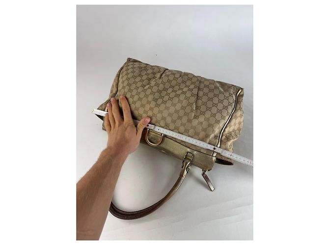 Vintage Gucci Monogram D-Ding Handtasche Goldbeige Golden - Ansicht 11