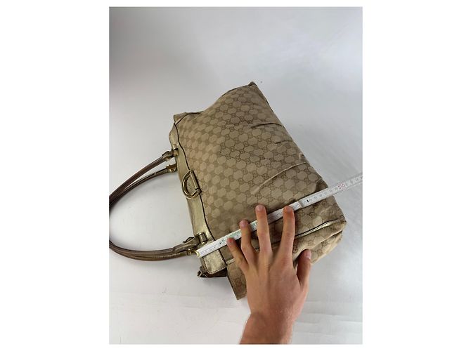 Vintage Gucci Monogram D-Ding Handtasche Goldbeige Golden - Ansicht 12