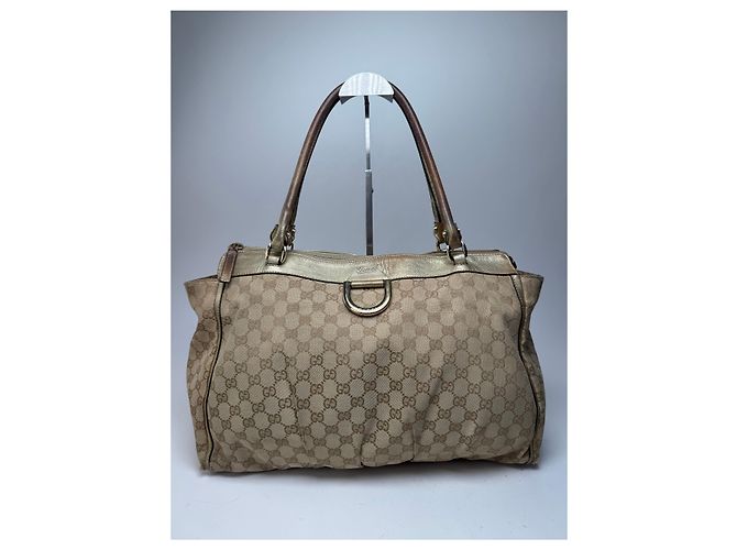 Vintage Gucci Monogram D-Ding Handtasche Goldbeige Golden - Ansicht 14