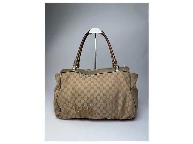 Vintage Gucci Monogram D-Ding Handtasche Goldbeige Golden - Ansicht 2