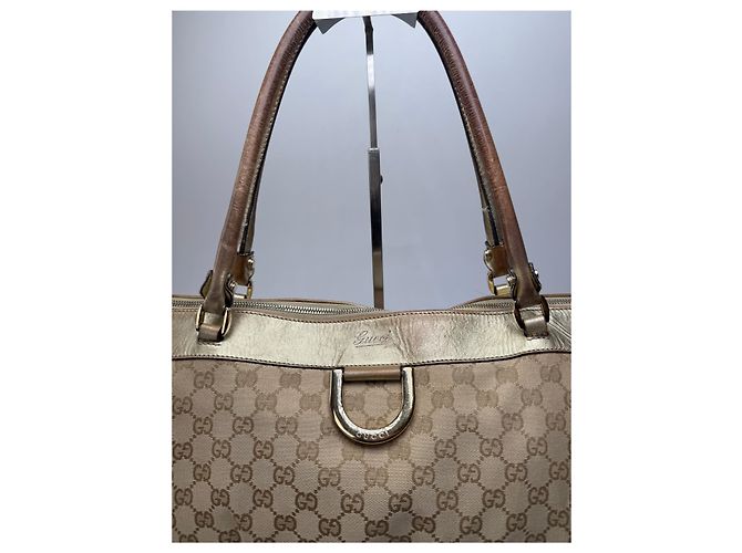 Vintage Gucci Monogram D-Ding Handtasche Goldbeige Golden - Ansicht 5