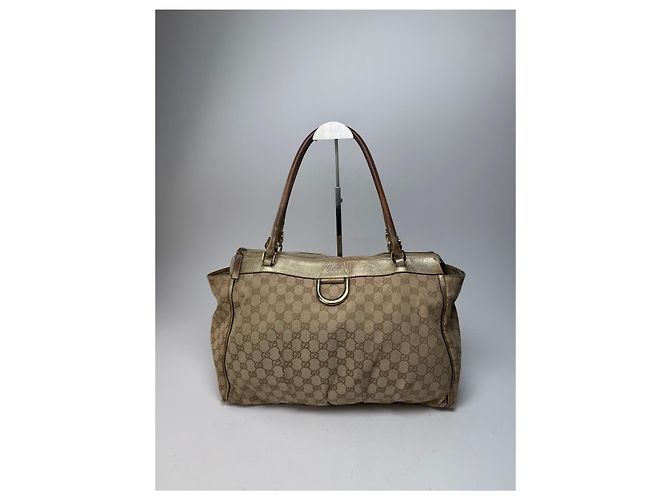 Vintage Gucci Monogram D-Ding Handtasche Goldbeige Golden - Ansicht 8