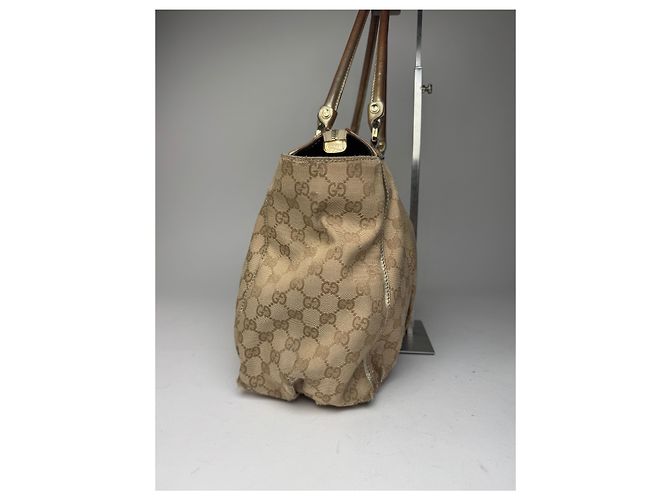 Vintage Gucci Monogram D-Ding Handtasche Goldbeige Golden - Ansicht 9
