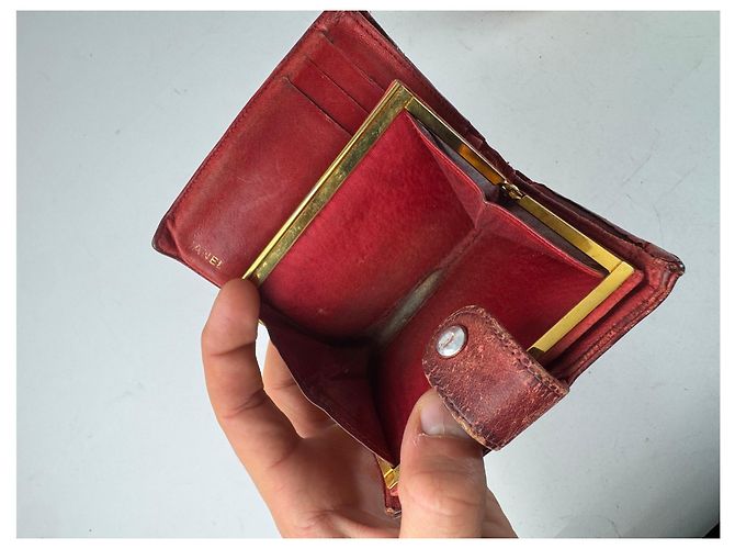 Portefeuille en cuir Chanel CC vintage rouge - vue 10