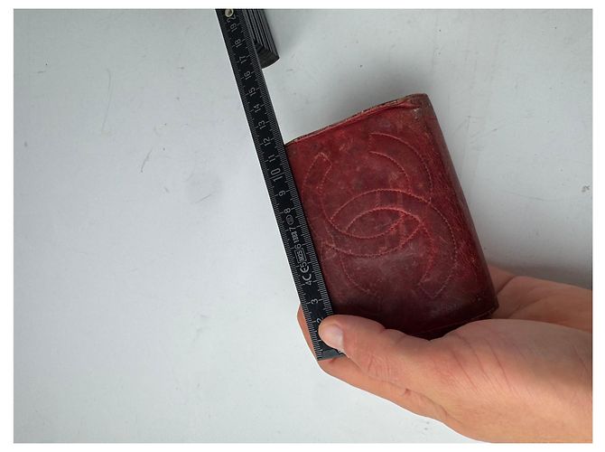 Portefeuille en cuir Chanel CC vintage rouge - vue 11