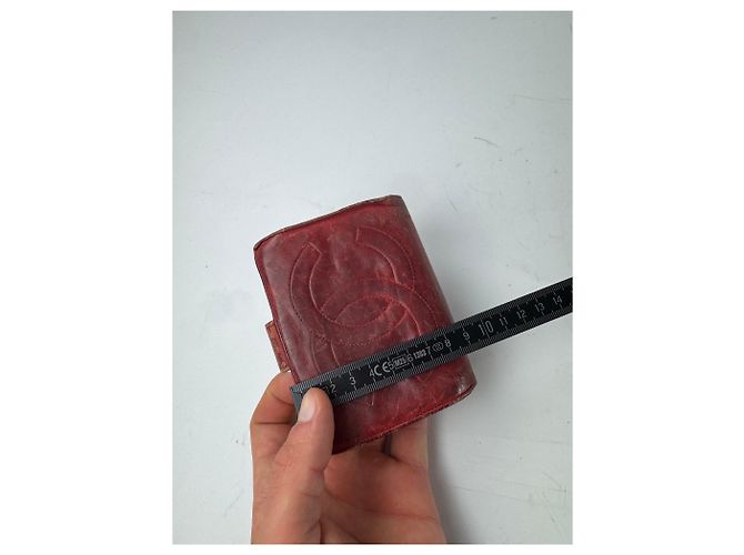 Portefeuille en cuir Chanel CC vintage rouge - vue 13