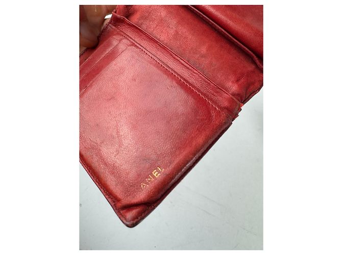Portefeuille en cuir Chanel CC vintage rouge - vue 5