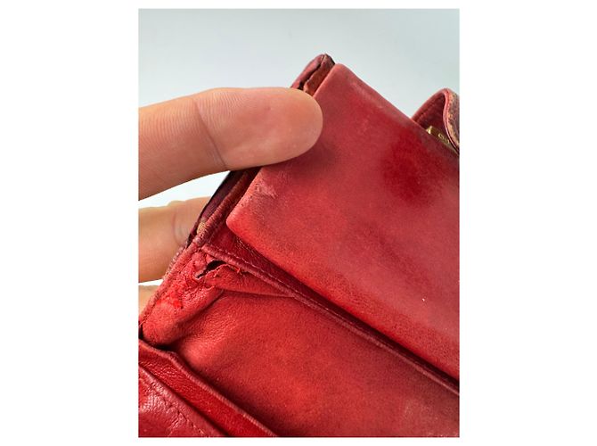Portefeuille en cuir Chanel CC vintage rouge - vue 6